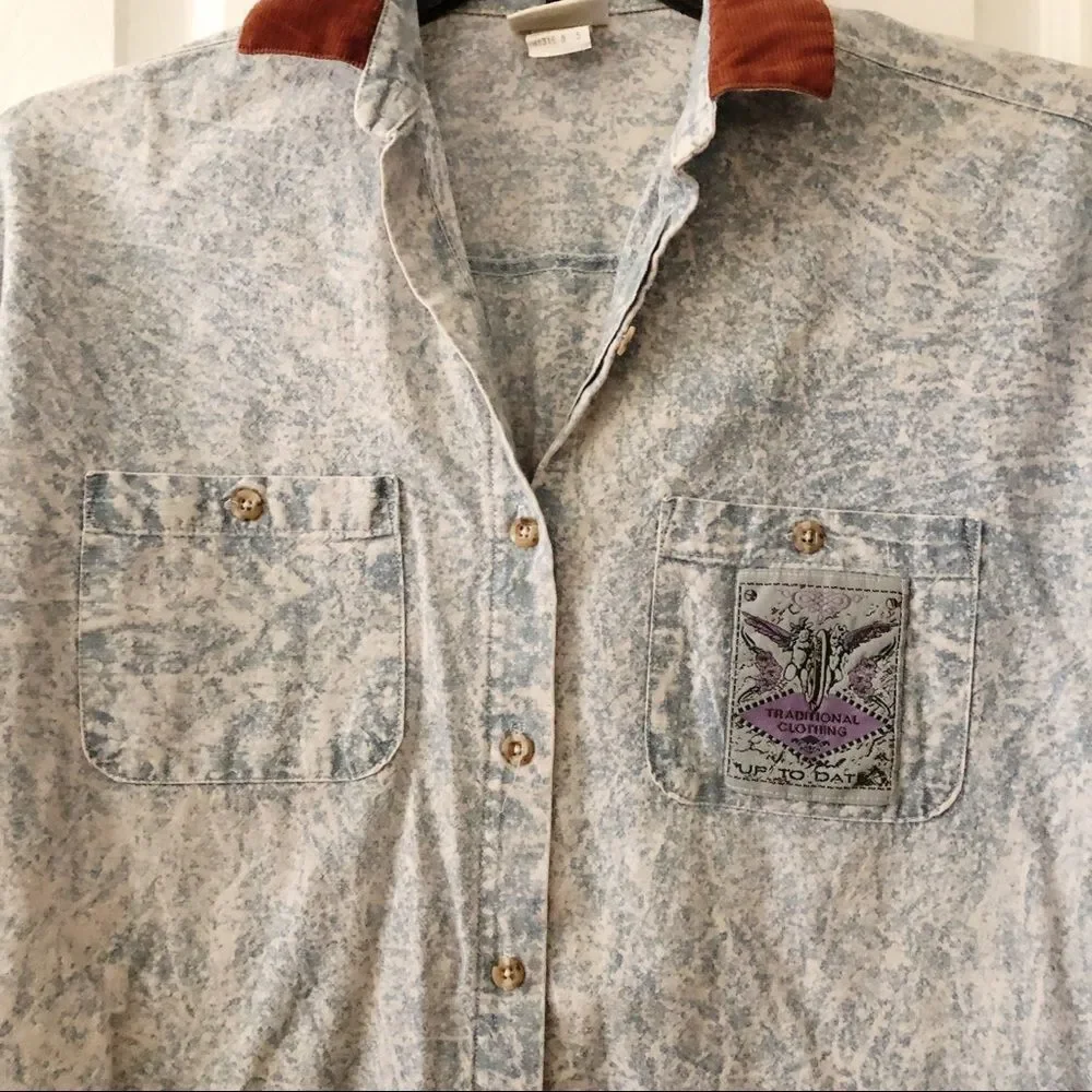 Vintage 80’s Style Acid Wash Denim Top 5 - Picture 2 of 6